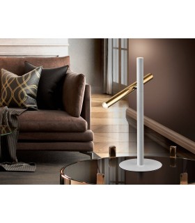 Integrated LED 2 Light Table Lamp Matt White, Gold - 1
