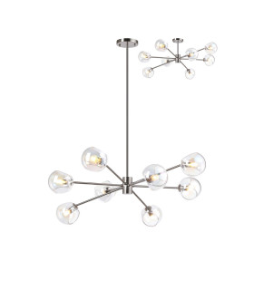 Maspeth 100cm Round Fixed Multi Height Pendant/Semi Flush Double Cut Glass 8 x E14 Satin Nickel/Iridescent-1