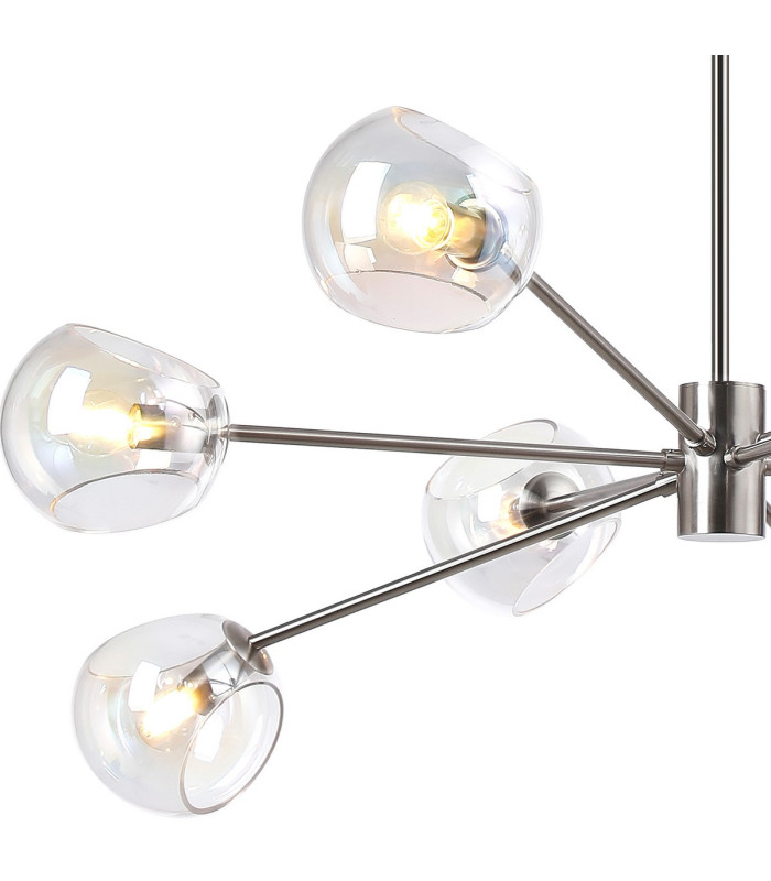 Maspeth 100cm Round Fixed Multi Height Pendant/Semi Flush Double Cut Glass 8 x E14 Satin Nickel/Iridescent-6