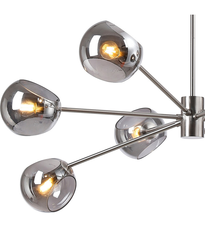 Maspeth 100cm Round Fixed Multi Height Pendant/Semi Flush Double Cut Glass 8 x E14 Satin Nickel/Smoke-6