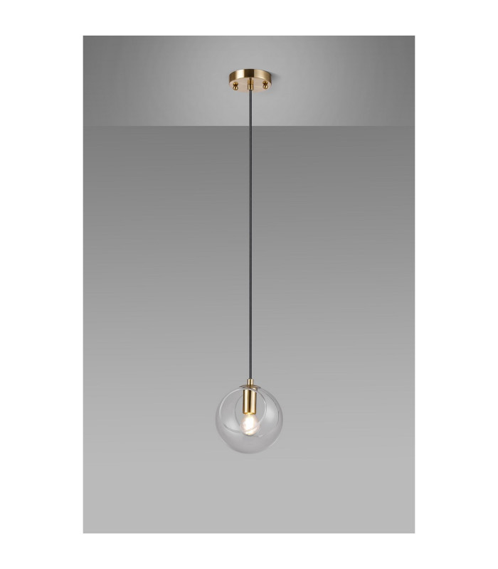 Maspeth 15cm Single Pendant Double Cut Glass 1 x E14 Antique Gold/Clear-3