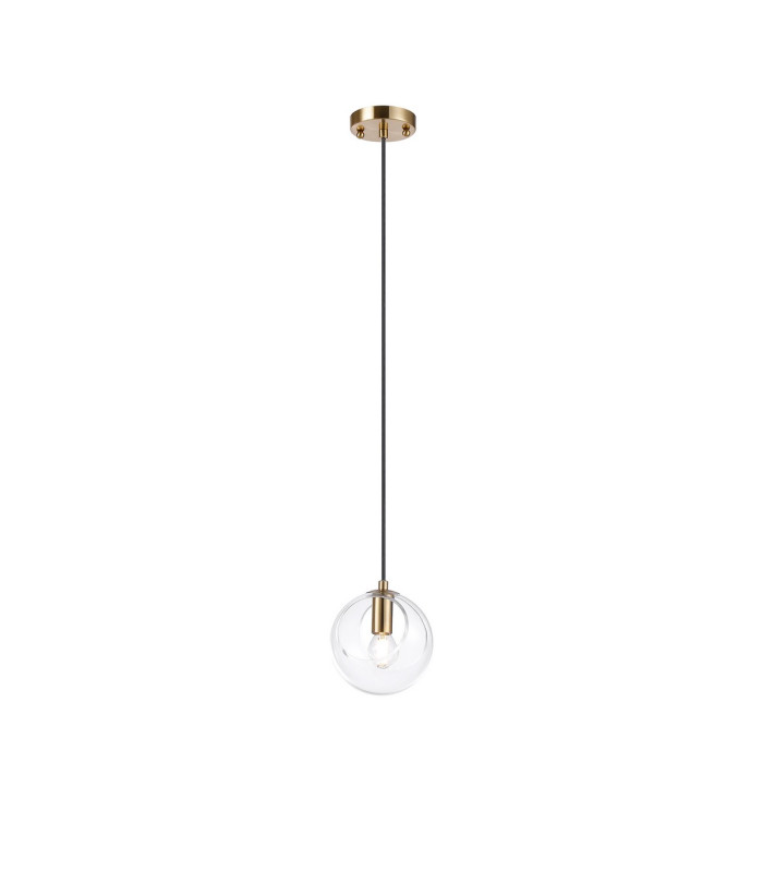 Maspeth 15cm Single Pendant Double Cut Glass 1 x E14 Antique Gold/Clear-4