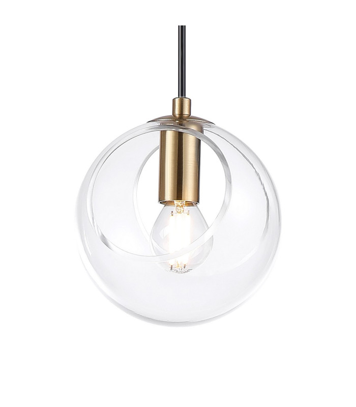 Maspeth 15cm Single Pendant Double Cut Glass 1 x E14 Antique Gold/Clear-7