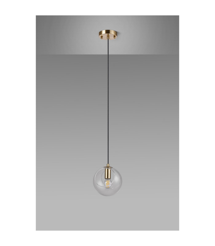 Maspeth 15cm Single Pendant Double Cut Glass 1 x E14 Antique Gold/Clear-8