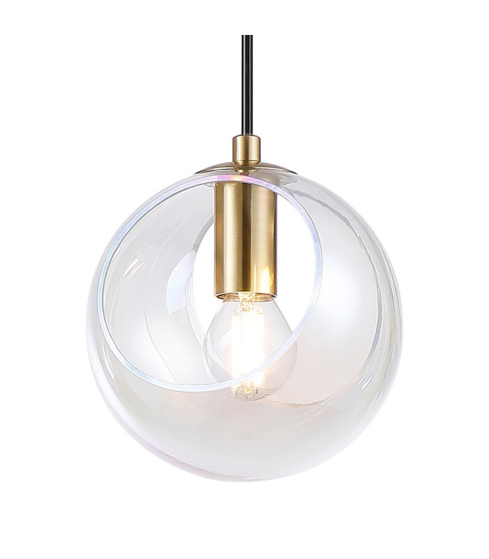 Maspeth 15cm Single Pendant Double Cut Glass 1 x E14 Antique Gold/Iridescent-7
