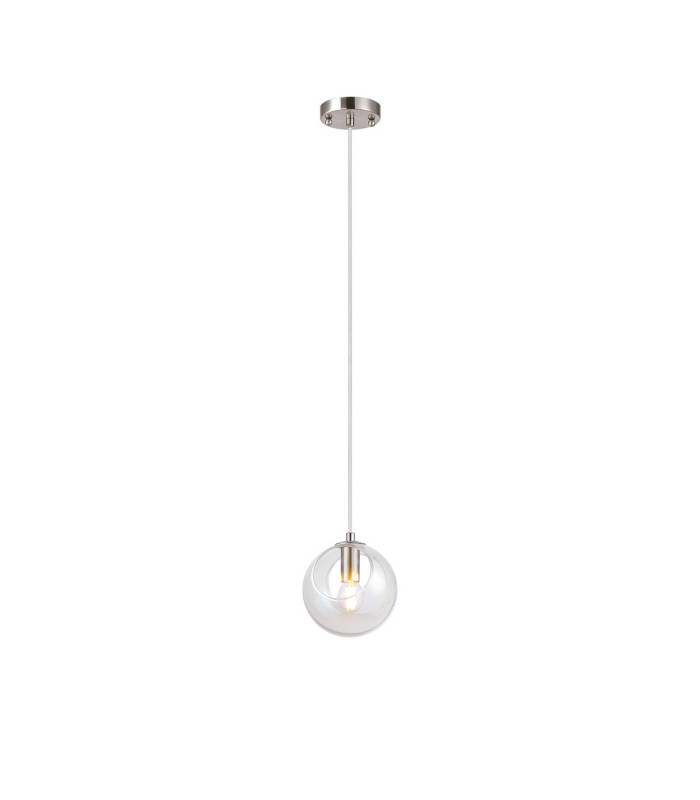Maspeth 15cm Single Pendant Double Cut Glass 1 x E14 Satin Nickel/Iridescent-4