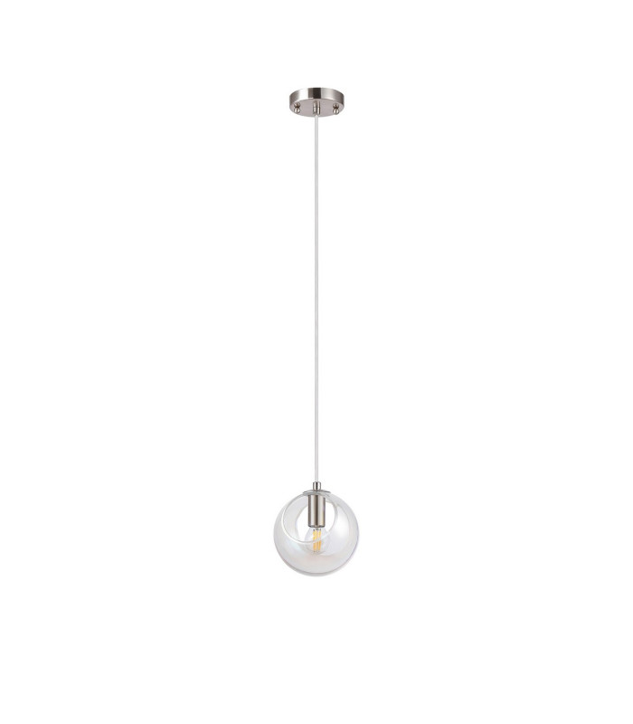Maspeth 15cm Single Pendant Double Cut Glass 1 x E14 Satin Nickel/Iridescent-5