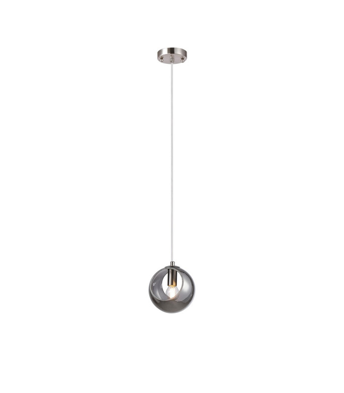 Maspeth 15cm Single Pendant Double Cut Glass 1 x E14 Satin Nickel/Smoke-4