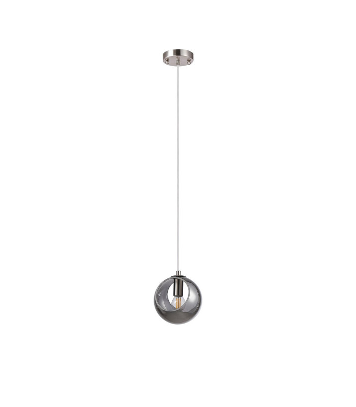 Maspeth 15cm Single Pendant Double Cut Glass 1 x E14 Satin Nickel/Smoke-5