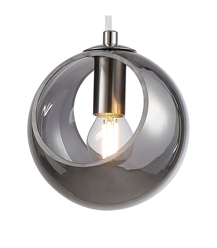 Maspeth 15cm Single Pendant Double Cut Glass 1 x E14 Satin Nickel/Smoke-7