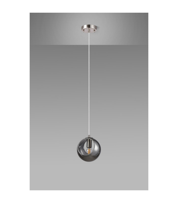 Maspeth 15cm Single Pendant Double Cut Glass 1 x E14 Satin Nickel/Smoke-8