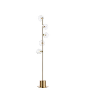 Maspeth Floor Lamp Double Cut Glass 5 x E14 Antique Gold/Clear-1