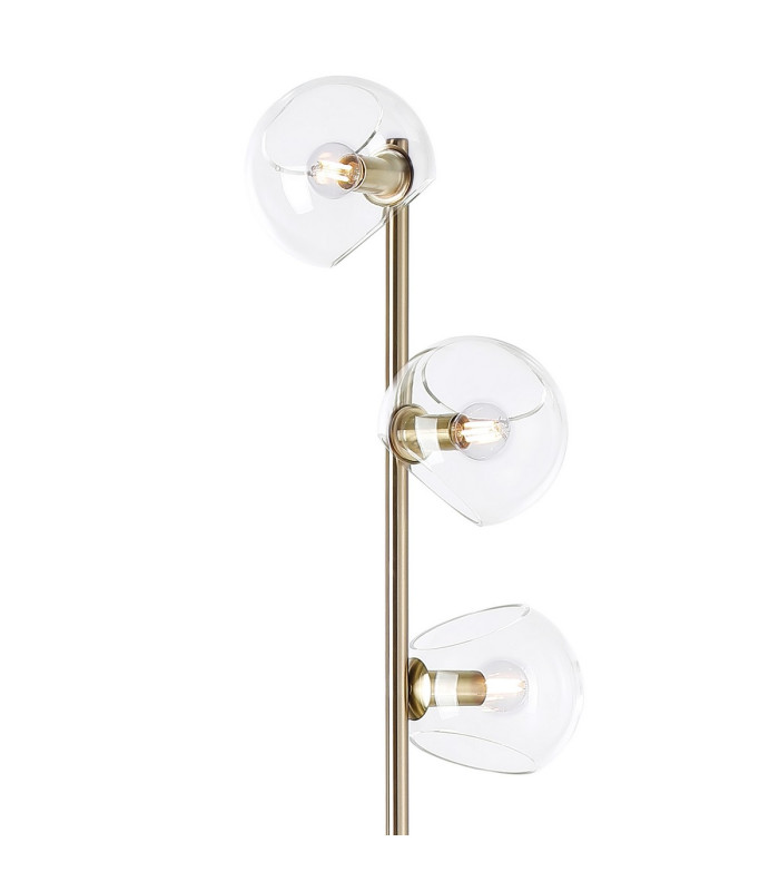 Maspeth Floor Lamp Double Cut Glass 5 x E14 Antique Gold/Clear-5