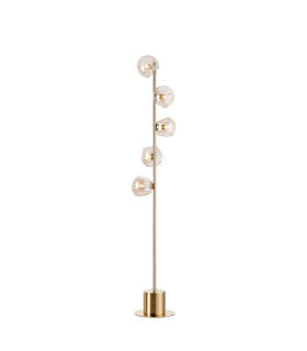 Maspeth Floor Lamp Double Cut Glass 5 x E14 Antique Gold/Cognac-1