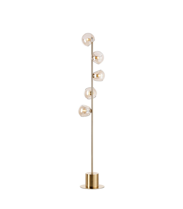 Maspeth Floor Lamp Double Cut Glass 5 x E14 Antique Gold/Cognac-1