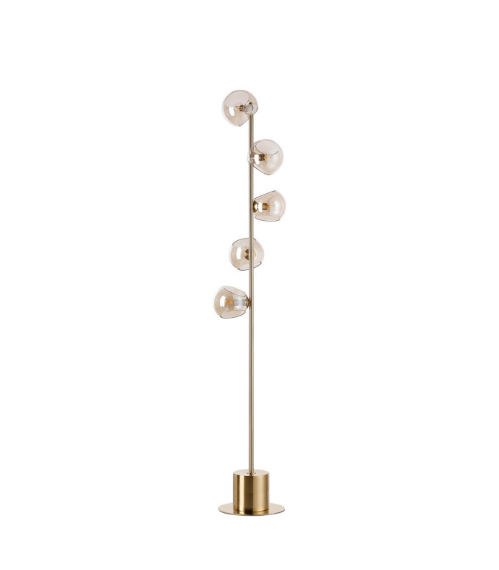 Maspeth Floor Lamp Double Cut Glass 5 x E14 Antique Gold/Cognac-4