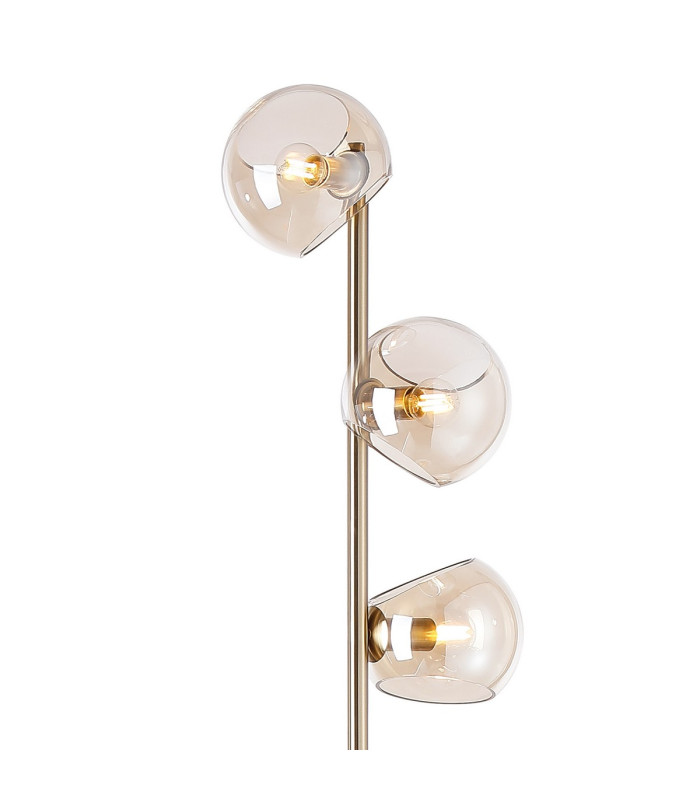 Maspeth Floor Lamp Double Cut Glass 5 x E14 Antique Gold/Cognac-5