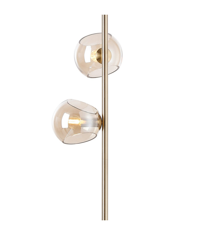 Maspeth Floor Lamp Double Cut Glass 5 x E14 Antique Gold/Cognac-6