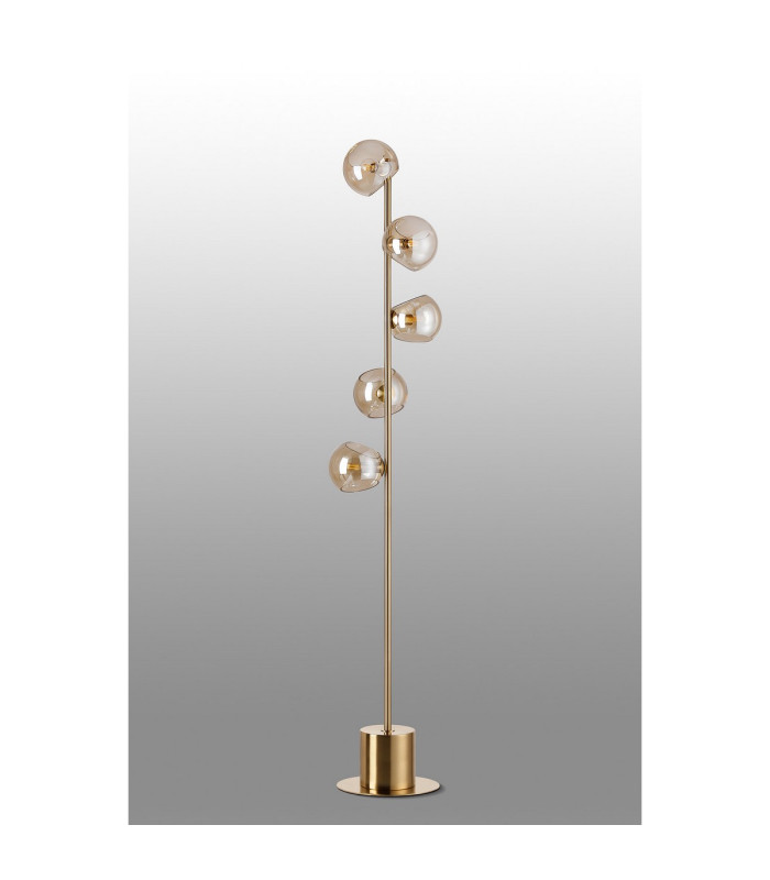 Maspeth Floor Lamp Double Cut Glass 5 x E14 Antique Gold/Cognac-8