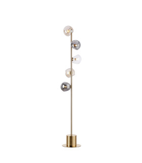 Maspeth Floor Lamp Double Cut Glass 5 x E14 Antique Gold/Cognac/Clear/Smoke-1