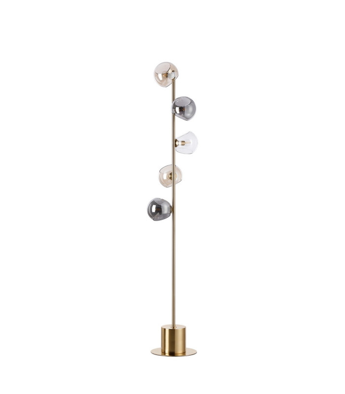 Maspeth Floor Lamp Double Cut Glass 5 x E14 Antique Gold/Cognac/Clear/Smoke-4