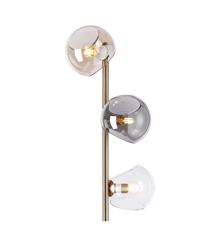 Maspeth Floor Lamp Double Cut Glass 5 x E14 Antique Gold/Cognac/Clear/Smoke-5