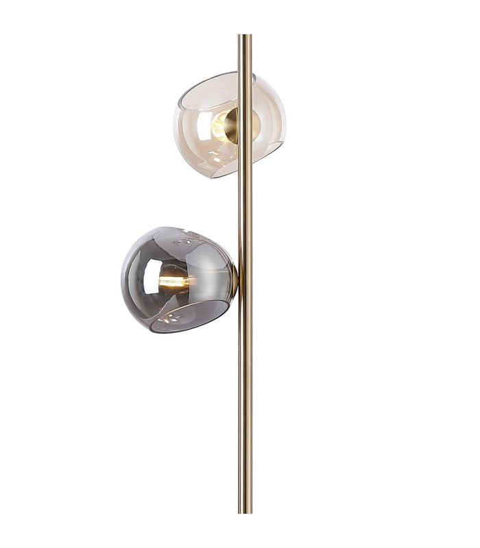 Maspeth Floor Lamp Double Cut Glass 5 x E14 Antique Gold/Cognac/Clear/Smoke-6
