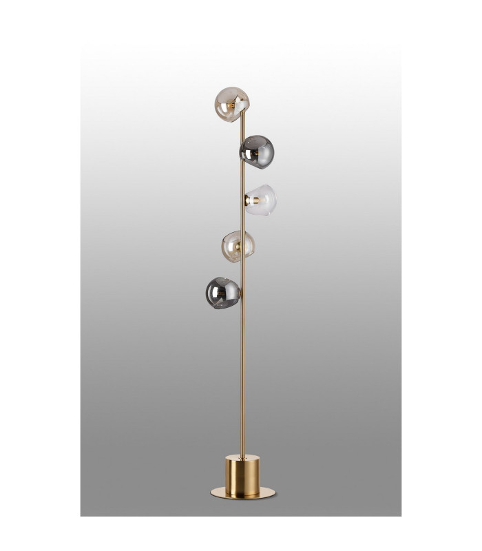 Maspeth Floor Lamp Double Cut Glass 5 x E14 Antique Gold/Cognac/Clear/Smoke-8