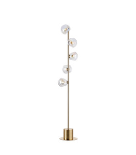 Maspeth Floor Lamp Double Cut Glass 5 x E14 Antique Gold/Iridescent-1