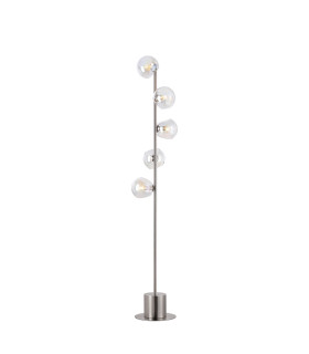 Maspeth Floor Lamp Double Cut Glass 5 x E14 Satin Nickel/Iridescent-1