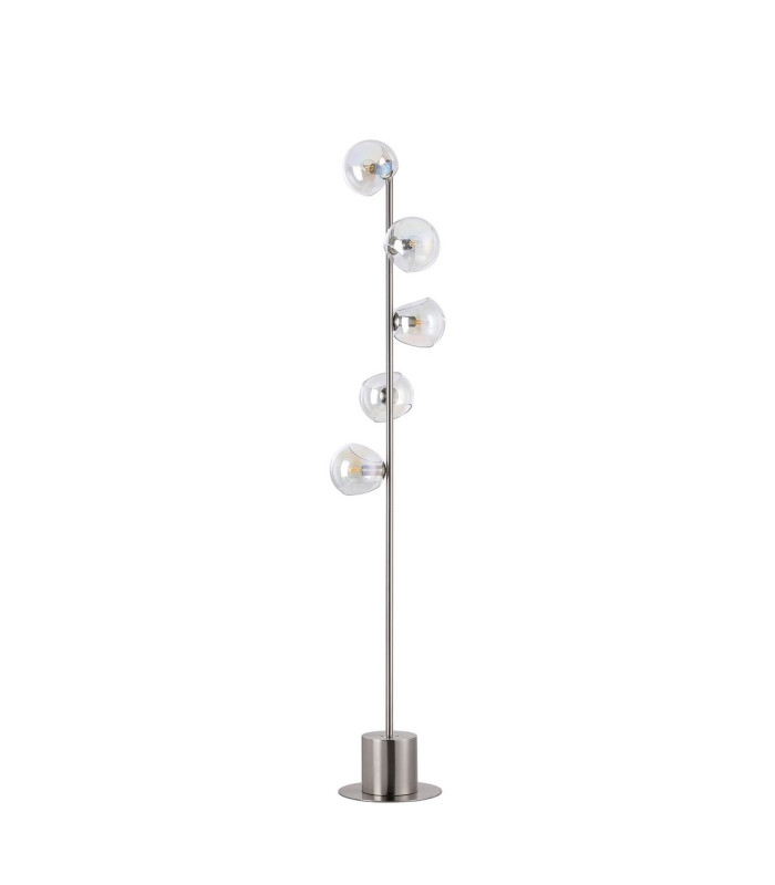 Maspeth Floor Lamp Double Cut Glass 5 x E14 Satin Nickel/Iridescent-4