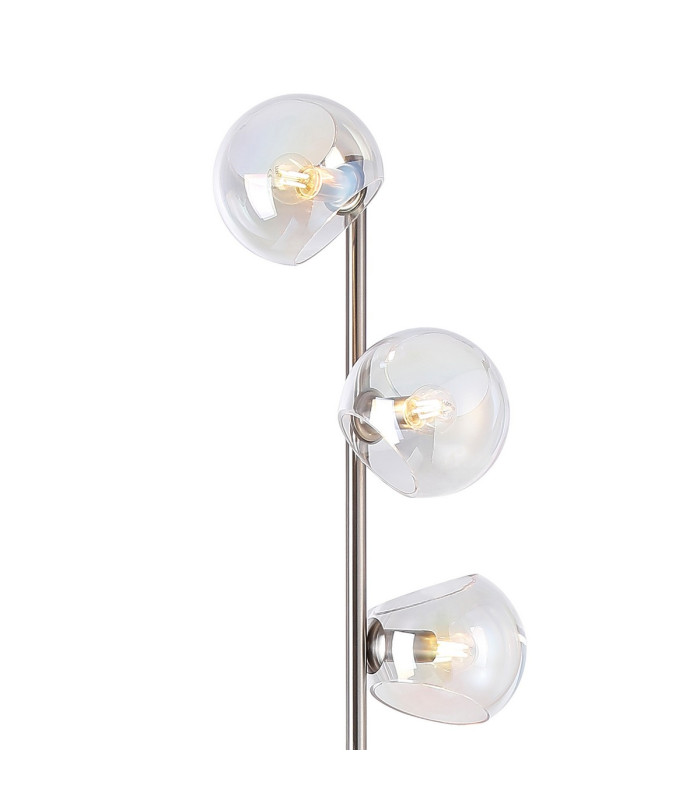 Maspeth Floor Lamp Double Cut Glass 5 x E14 Satin Nickel/Iridescent-5
