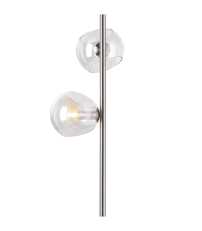 Maspeth Floor Lamp Double Cut Glass 5 x E14 Satin Nickel/Iridescent-6