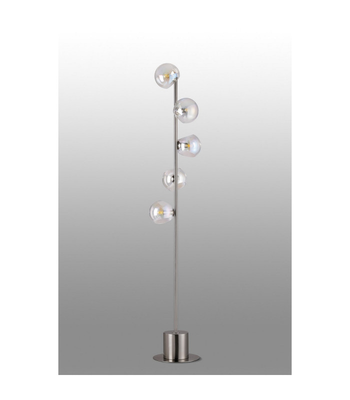 Maspeth Floor Lamp Double Cut Glass 5 x E14 Satin Nickel/Iridescent-8