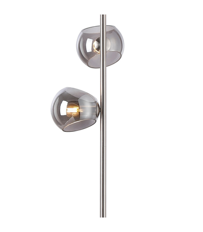 Maspeth Floor Lamp Double Cut Glass 5 x E14 Satin Nickel/Smoke-6