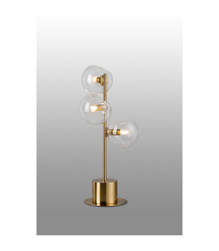 Maspeth Table Lamp Double Cut Glass 3 x E14 Antique Gold/Clear-3