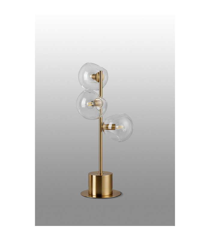 Maspeth Table Lamp Double Cut Glass 3 x E14 Antique Gold/Clear-8