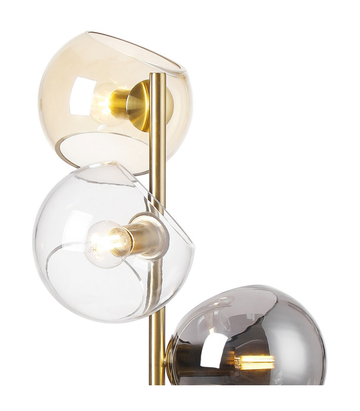 Maspeth Table Lamp Double Cut Glass 3 x E14 Antique Gold/Cognac/Clear/Smoke-5