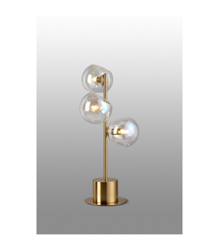 Maspeth Table Lamp Double Cut Glass 3 x E14 Antique Gold/Iridescent-3