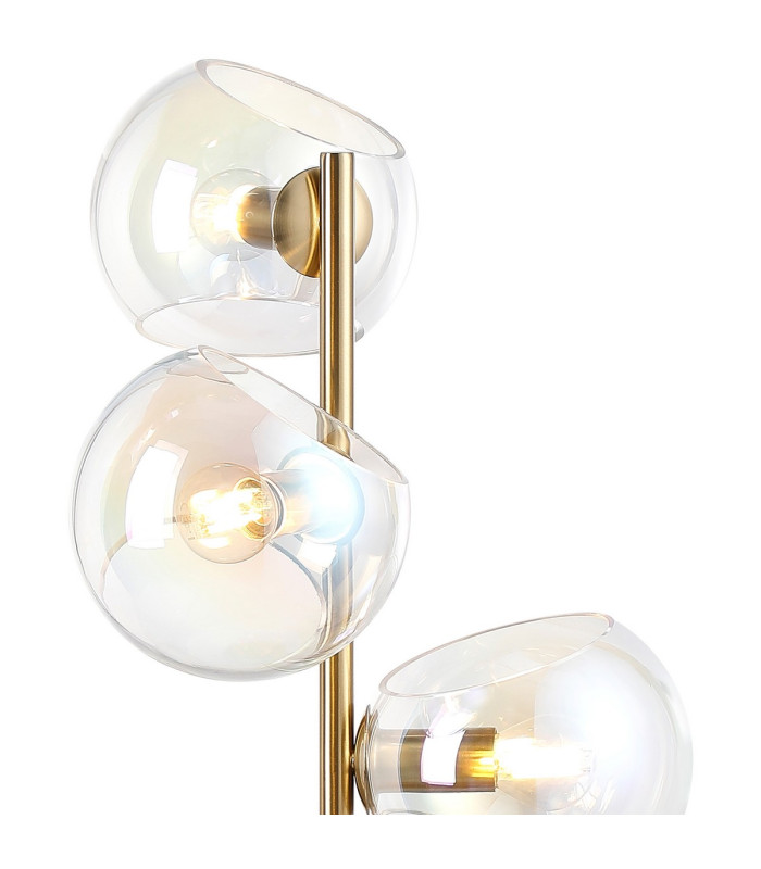 Maspeth Table Lamp Double Cut Glass 3 x E14 Antique Gold/Iridescent-5