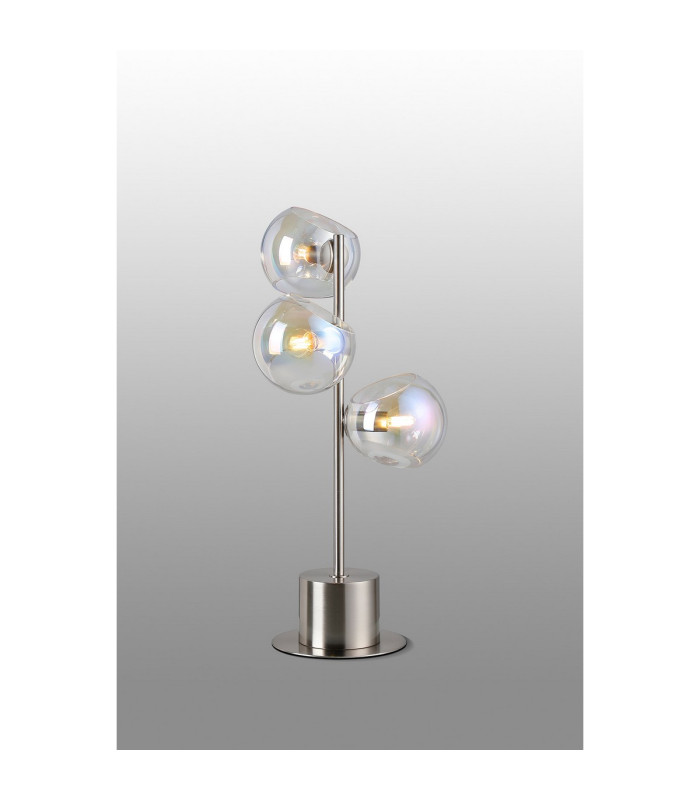 Maspeth Table Lamp Double Cut Glass 3 x E14 Satin Nickel/Iridescent-3