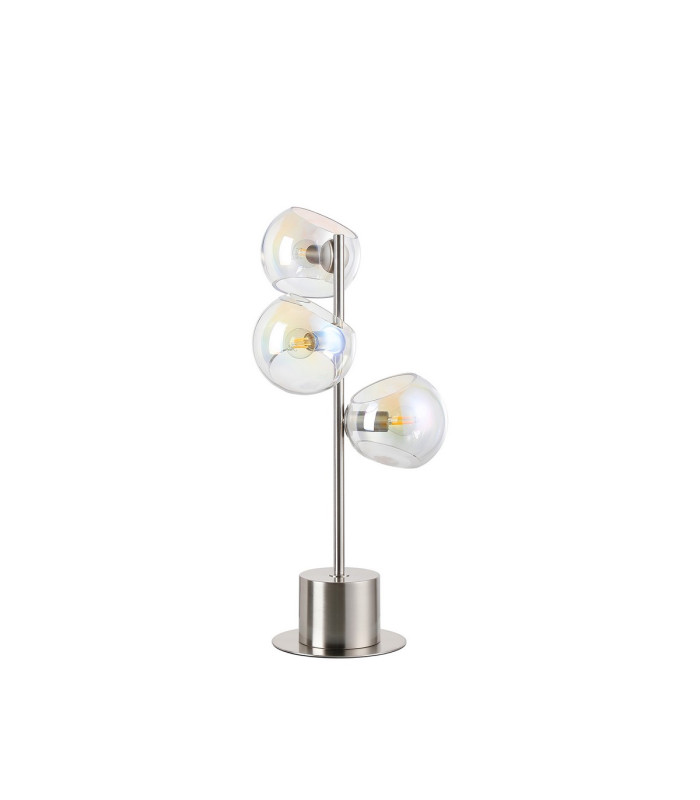 Maspeth Table Lamp Double Cut Glass 3 x E14 Satin Nickel/Iridescent-4