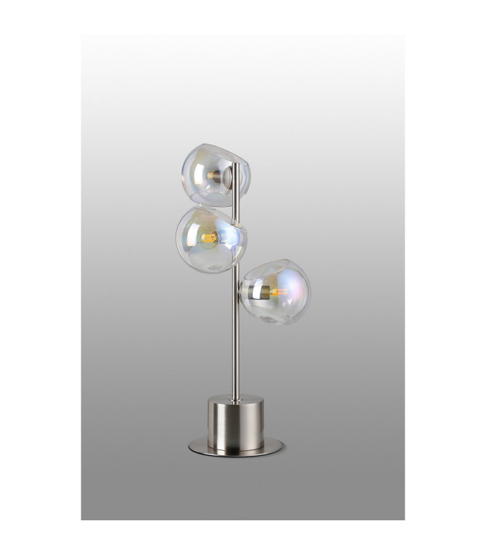 Maspeth Table Lamp Double Cut Glass 3 x E14 Satin Nickel/Iridescent-8
