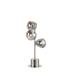 Maspeth Table Lamp Double Cut Glass 3 x E14 Satin Nickel/Smoke-1