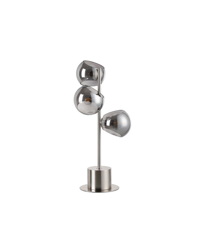 Maspeth Table Lamp Double Cut Glass 3 x E14 Satin Nickel/Smoke-4