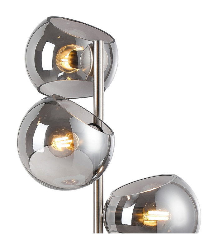 Maspeth Table Lamp Double Cut Glass 3 x E14 Satin Nickel/Smoke-5