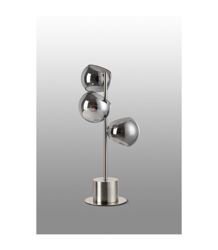 Maspeth Table Lamp Double Cut Glass 3 x E14 Satin Nickel/Smoke-8