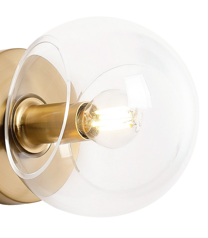 Maspeth Wall/Ceiling Light Double Cut Glass 1 x E14 Antique Gold/Clear-5