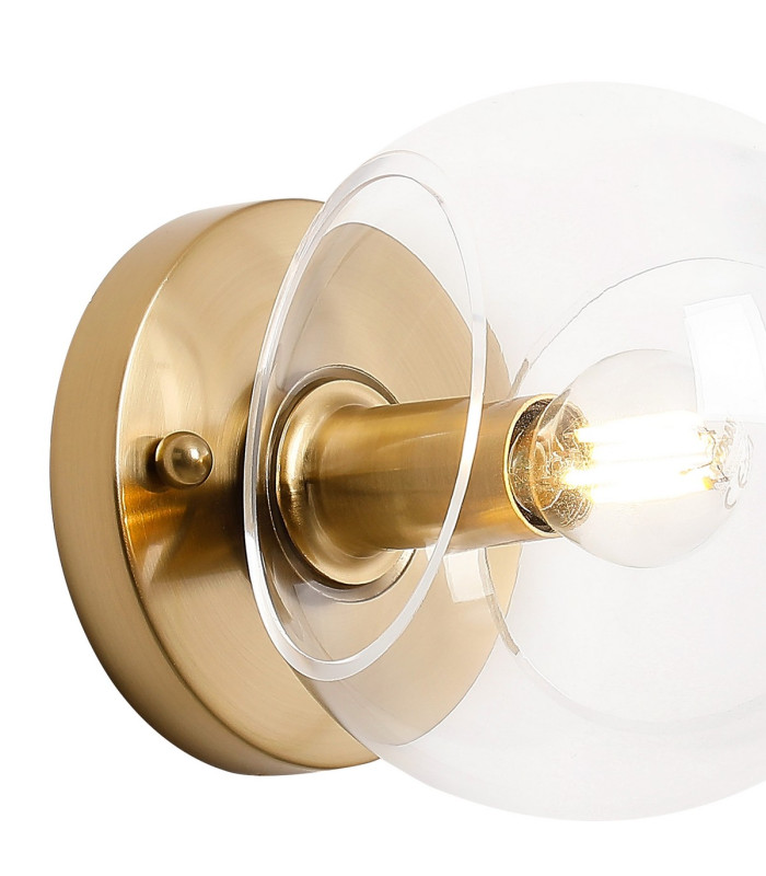 Maspeth Wall/Ceiling Light Double Cut Glass 1 x E14 Antique Gold/Clear-6