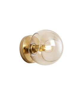 Maspeth Wall/Ceiling Light Double Cut Glass 1 x E14 Antique Gold/Cognac-1